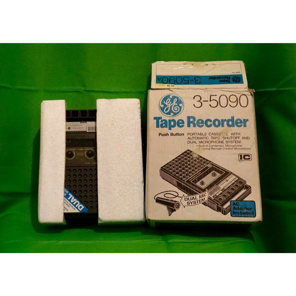 Vtg GE Model 3-5090 Portable Cassette Recorder Tape Player NEW